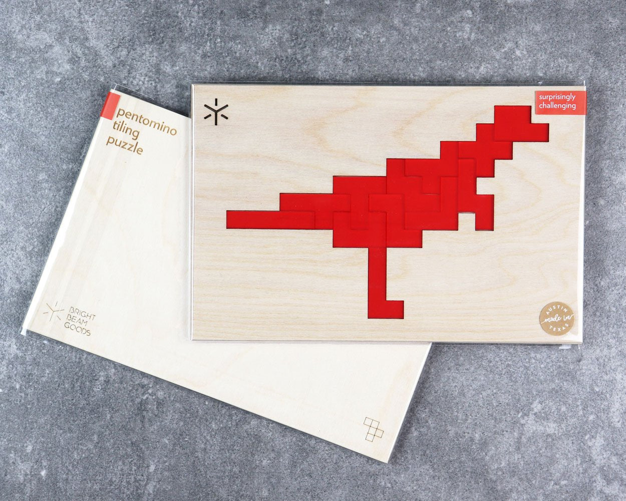 T-rex pentomino puzzle in packaging