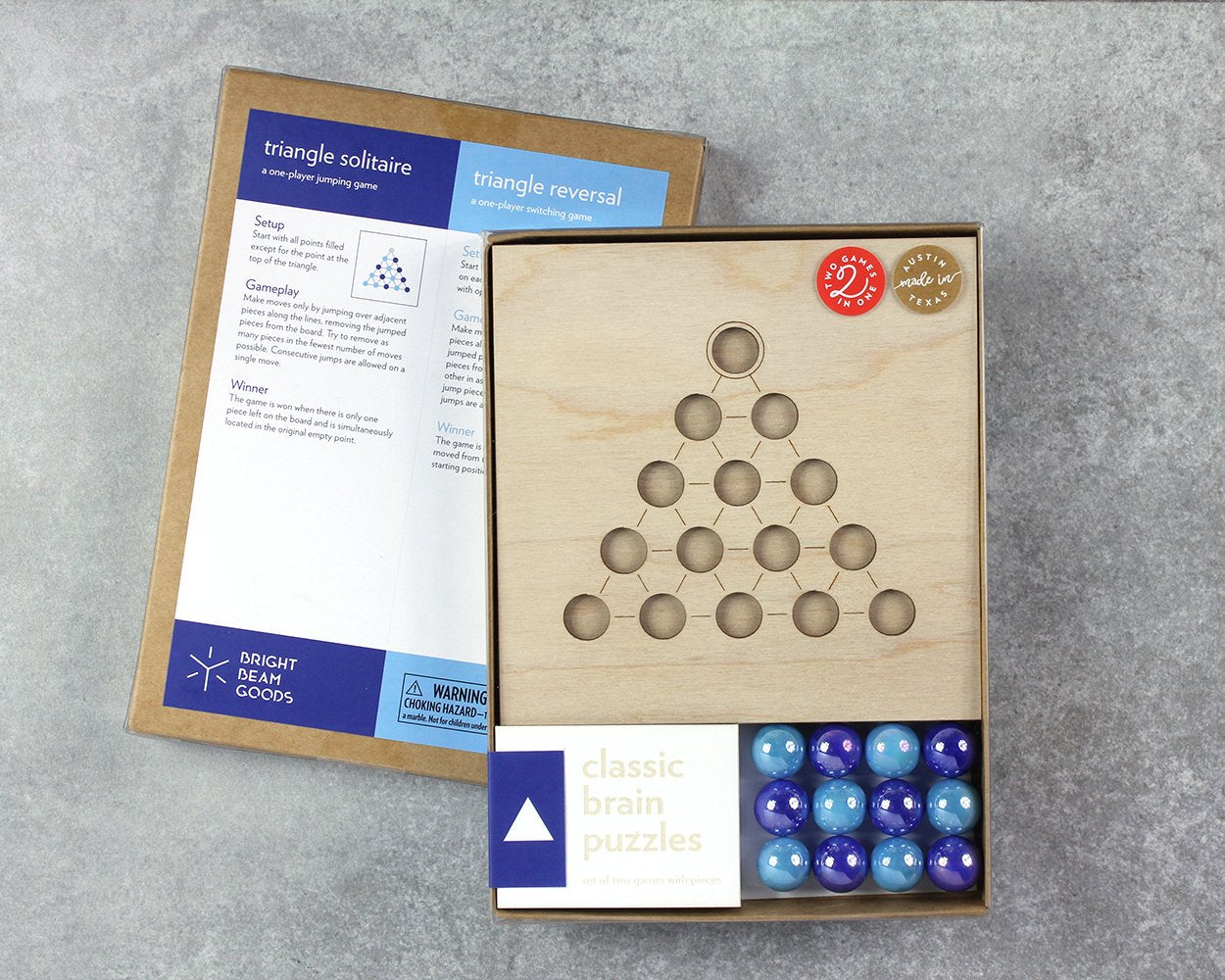 Triangle marble game in packaging
