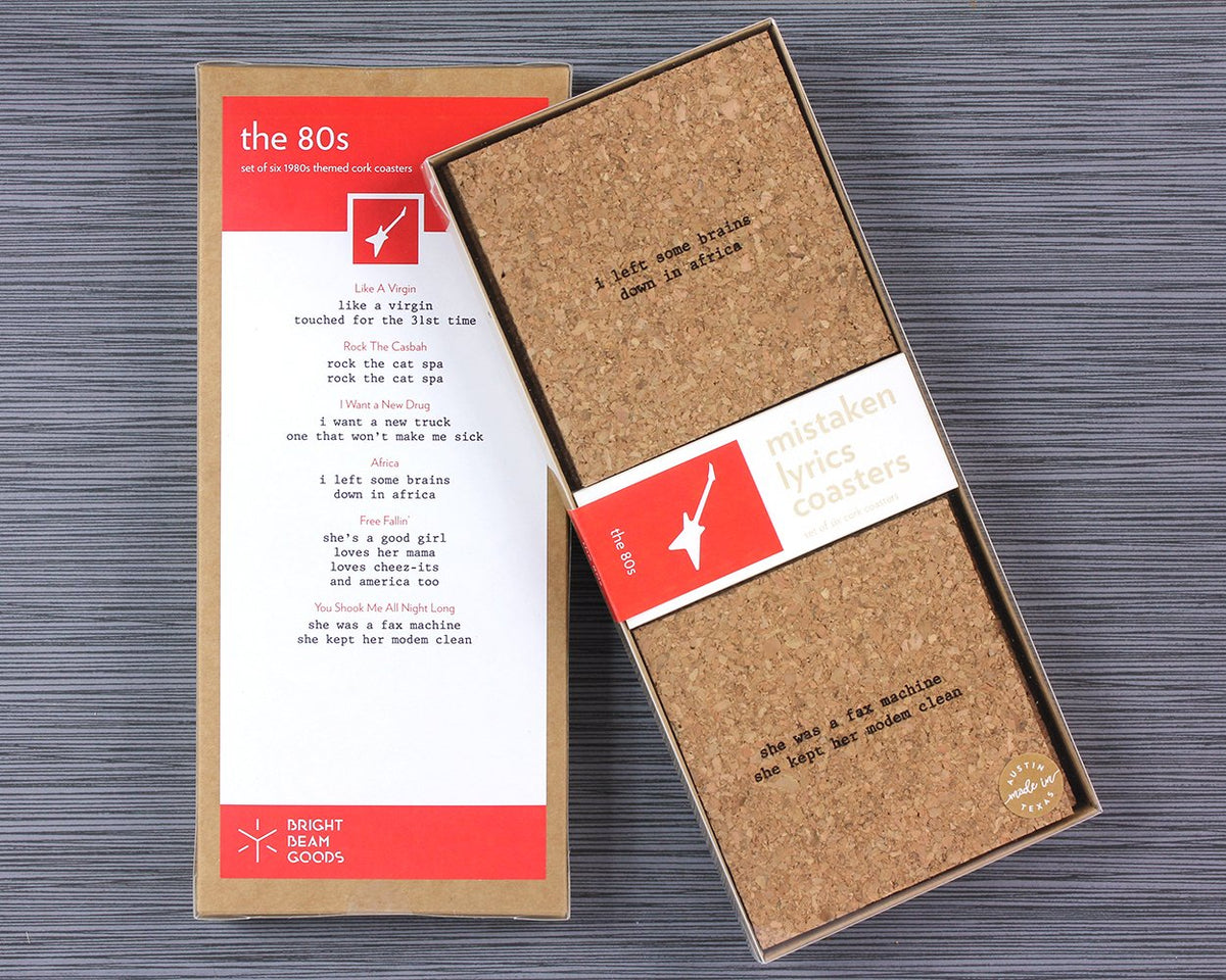 80s mistaken lyrics coasters in box