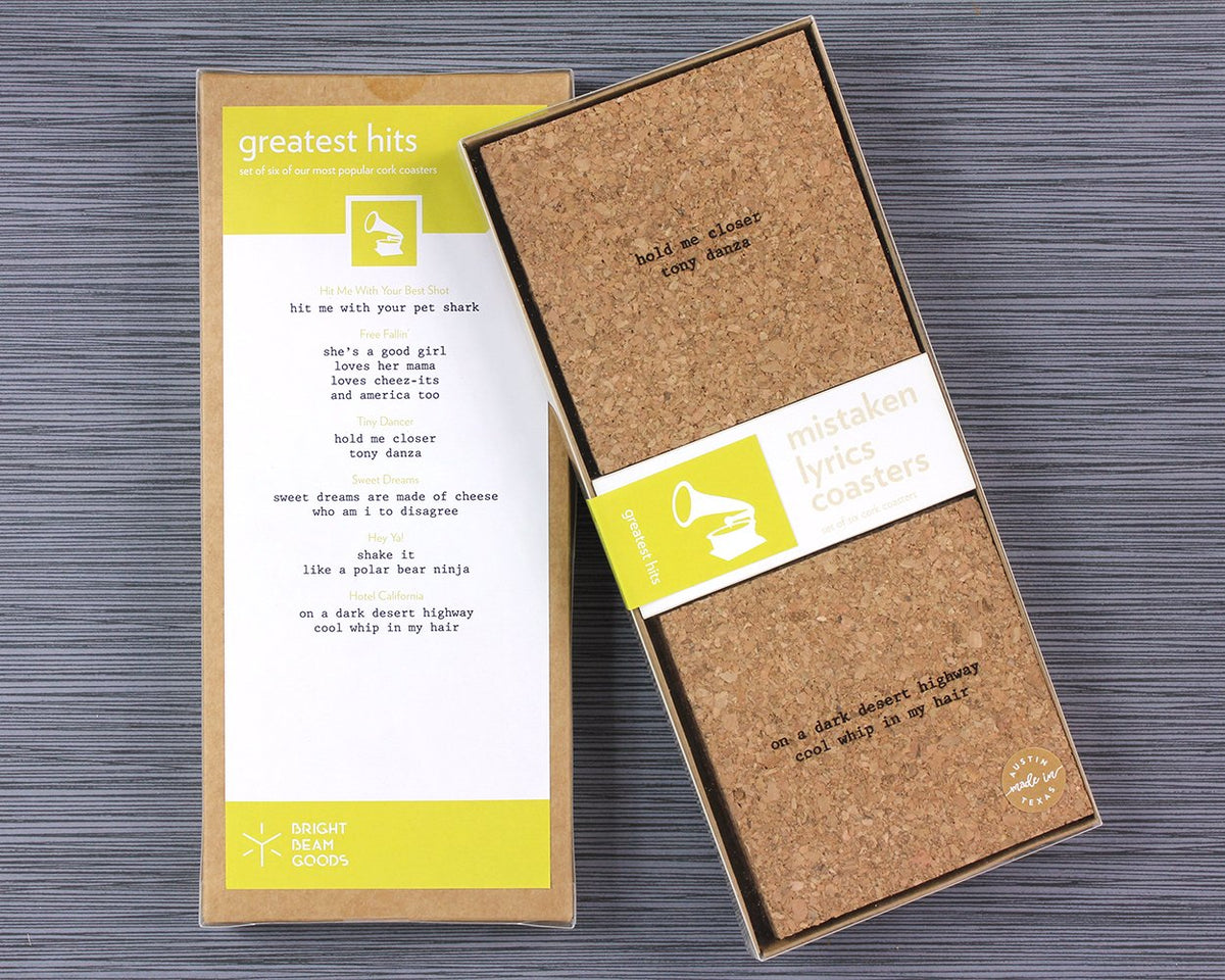 Greatest hits mistaken lyrics coasters in box