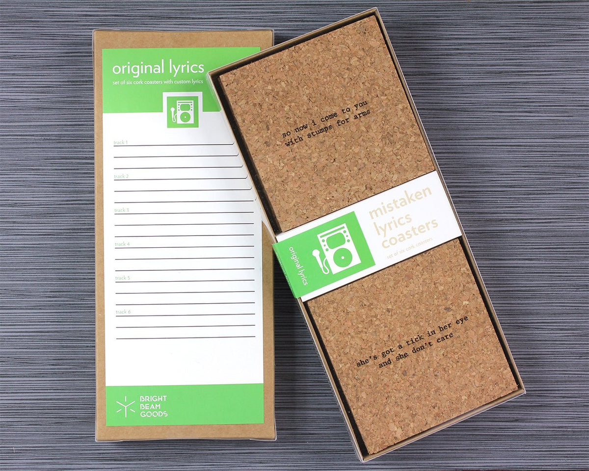 Original lyrics mistaken lyrics coasters in box