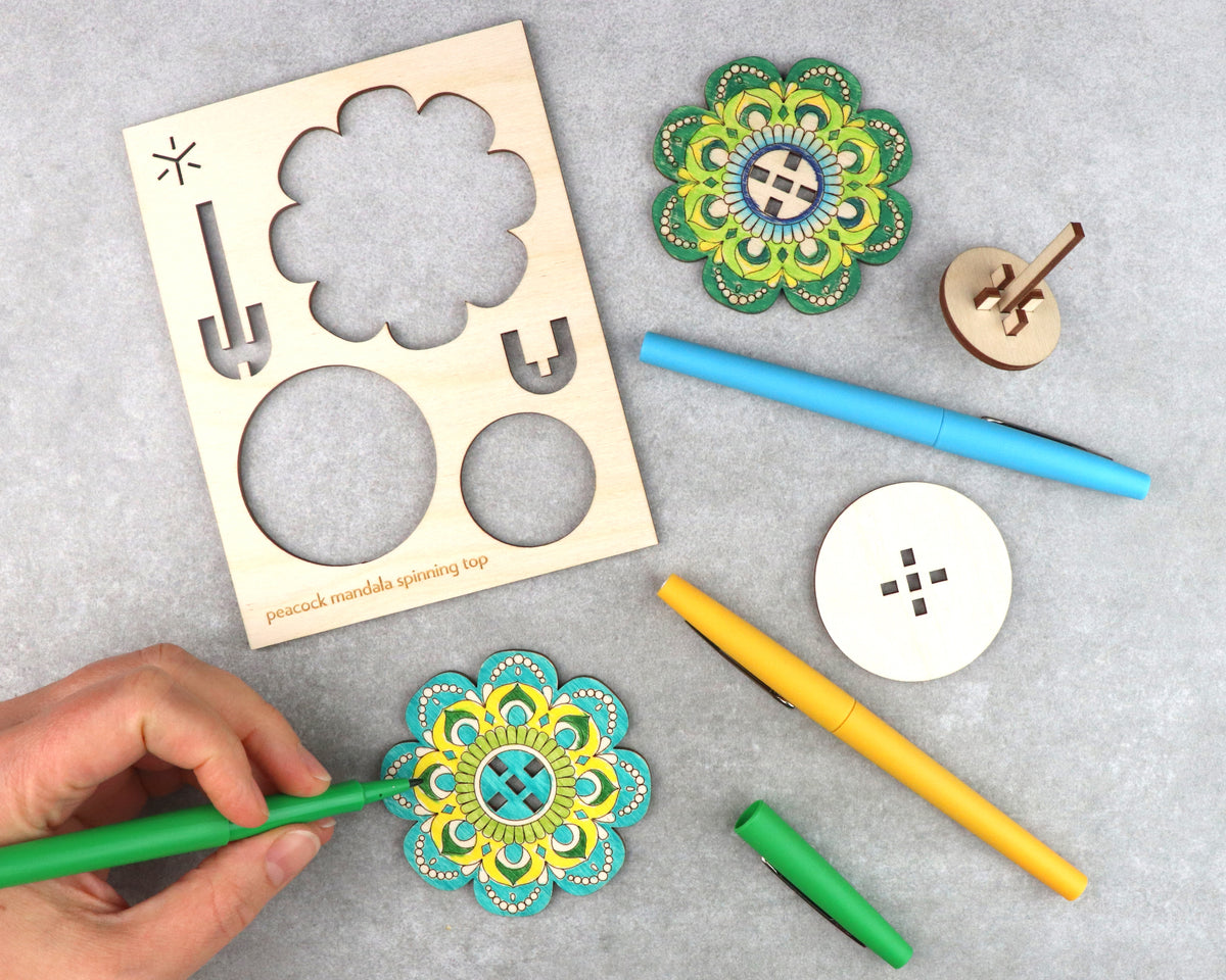 Peacock Mandala Large Spinning Top Kit