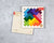Rainbow square pentomino puzzle in packaging